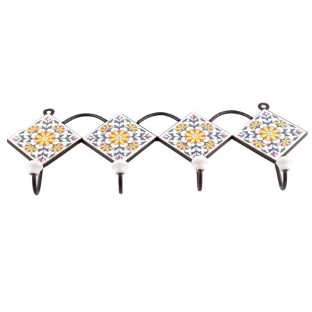White And Yellow Sunflower Ceramic Tiles Hooks Online